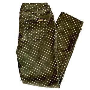 Chico's So Slimming Girlfriend Ankle Jean Size 2 Moss Green w/ White Polka Dots